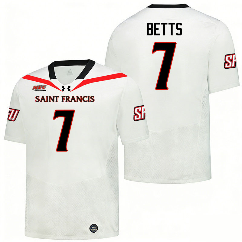 Saint Francis Red Flash #7 Zachary Betts College Football Jerseys,Uniforms Stitched-White